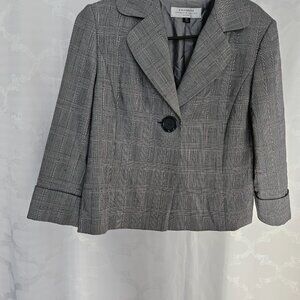 **Tahari Classic Glen Plaid Pattern Blazer**